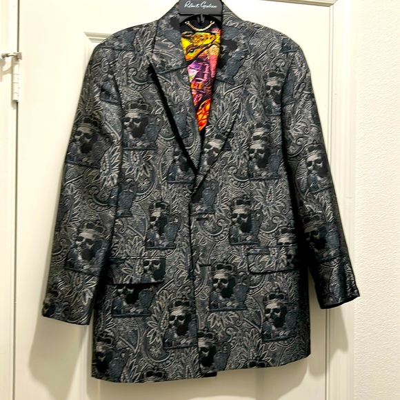 Robert Graham Limited Edition Constantine silk Blazer dimension Arms 22in PTP 21